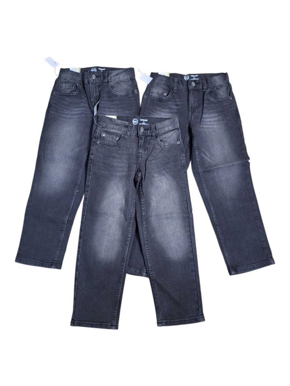 NWT Wonder Nation Boys 3-Pack Relaxed Fit Black/Grey Denim Jeans (Size 6)